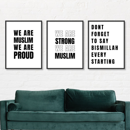 Muslime in Einigkeit: Stolz, Stark, Bismillah Poster Sets 5